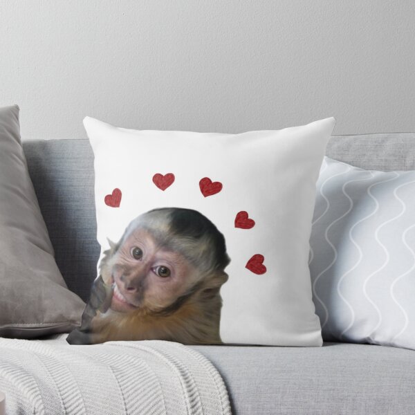 Item preview, Cute Smiling Monkey with Red Hearts - Wholesome Meme Sticker designed and sold by cezzarie.