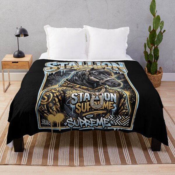 Item preview, Stallion Supreme Ice Streetwear Black Horse Urban Graffiti Tee v3 designed and sold by CornishPixiPony.