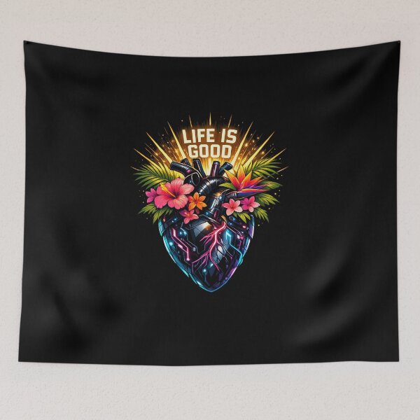Item preview, Life is Good Cyberpunk Tropical Heart of Joy designed and sold by teemix.
