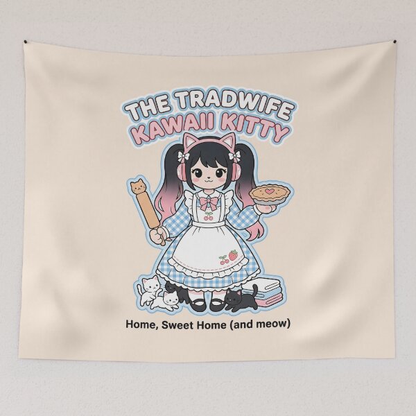 Item preview, The Tradwife Kawaii Kitty: Home Sweet Home (and meow) designed and sold by CuteKats.