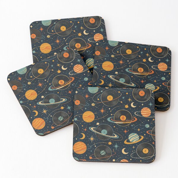 Item preview, Title: Cosmic Vinyl Retro Space Seamless Pattern designed and sold by Golden Era Studio.