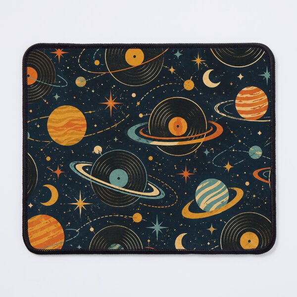Item preview, Title: Cosmic Vinyl Retro Space Seamless Pattern designed and sold by Golden Era Studio.