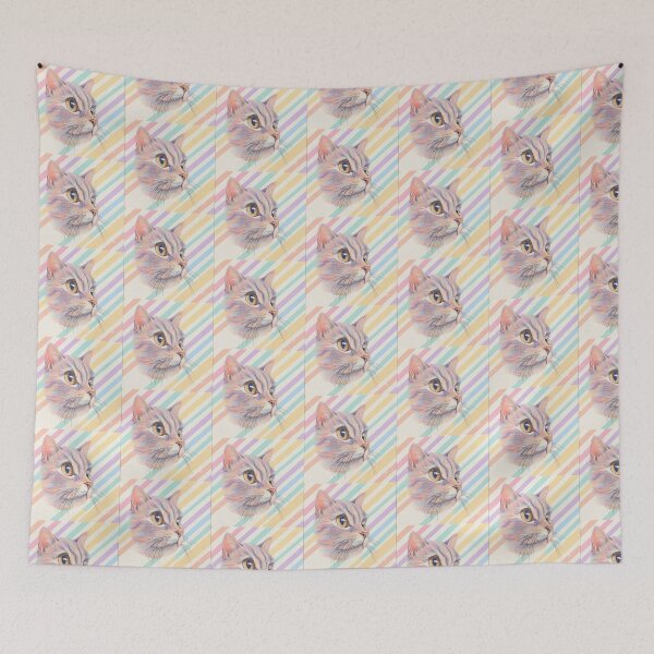 Item preview, Colorful Pastel Cat Portrait Soft Aesthetic Art designed and sold by abrar403.