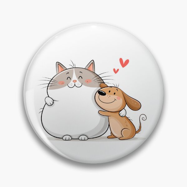 Item preview, cute cartoon cat and dog hugging designed and sold by TanyaLovus.