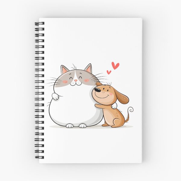 Item preview, cute cartoon cat and dog hugging designed and sold by TanyaLovus.