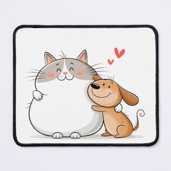 Item preview, cute cartoon cat and dog hugging designed and sold by TanyaLovus.