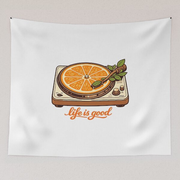 Item preview, Life Is Good Orange Turntable Vintage Vinyl Record Player designed and sold by teemix.