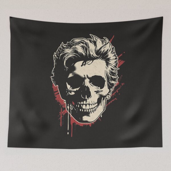 Item preview, Rockabilly Punk Skull Spiky Hair Art designed and sold by ERODED SELF.