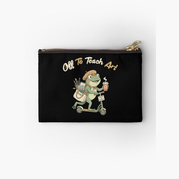 Item preview, Off to Teach Art Frog, Cute Artist Frog on Scooter, Teacher Artist Coffee Canvas, Cottagecore Illustration designed and sold by Trendvia .