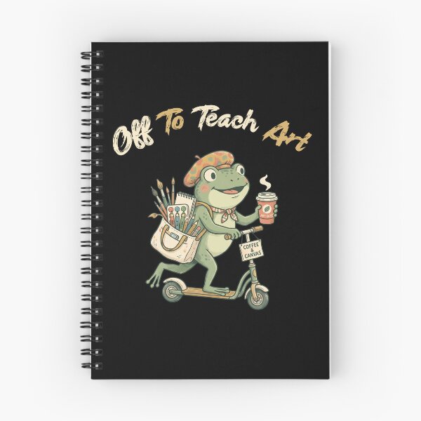 Item preview, Off to Teach Art Frog, Cute Artist Frog on Scooter, Teacher Artist Coffee Canvas, Cottagecore Illustration designed and sold by Trendvia .