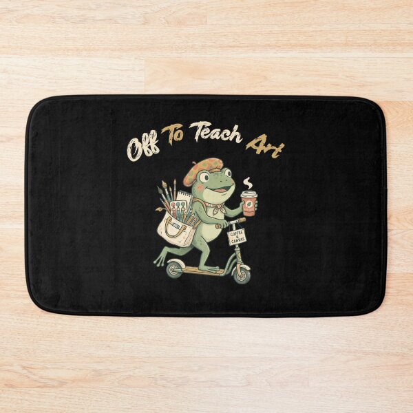 Item preview, Off to Teach Art Frog, Cute Artist Frog on Scooter, Teacher Artist Coffee Canvas, Cottagecore Illustration designed and sold by Trendvia .
