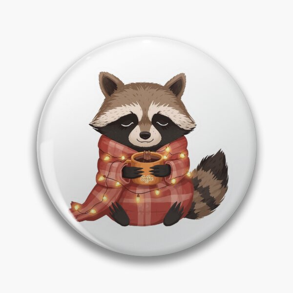 Item preview, Cozy Raccoon Coffee Sticker | Winter Raccoon with Coffee Mug and String Lights | Forest Animal Illustration | Cozy Woodland Art designed and sold by Pandey14.