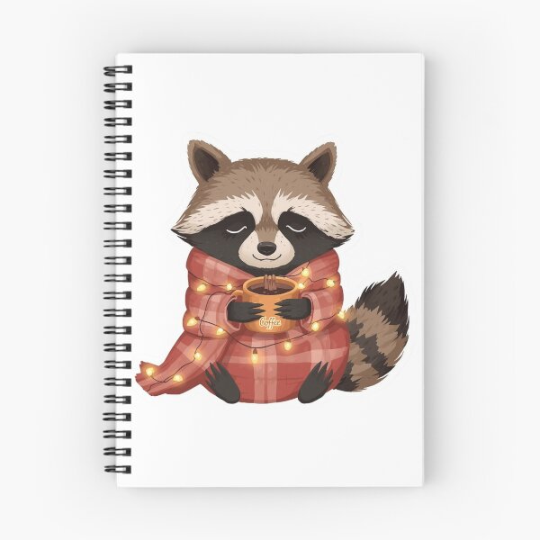 Item preview, Cozy Raccoon Coffee Sticker | Winter Raccoon with Coffee Mug and String Lights | Forest Animal Illustration | Cozy Woodland Art designed and sold by Pandey14.
