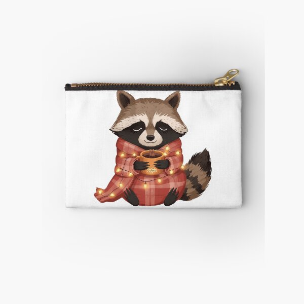 Item preview, Cozy Raccoon Coffee Sticker | Winter Raccoon with Coffee Mug and String Lights | Forest Animal Illustration | Cozy Woodland Art designed and sold by Pandey14.