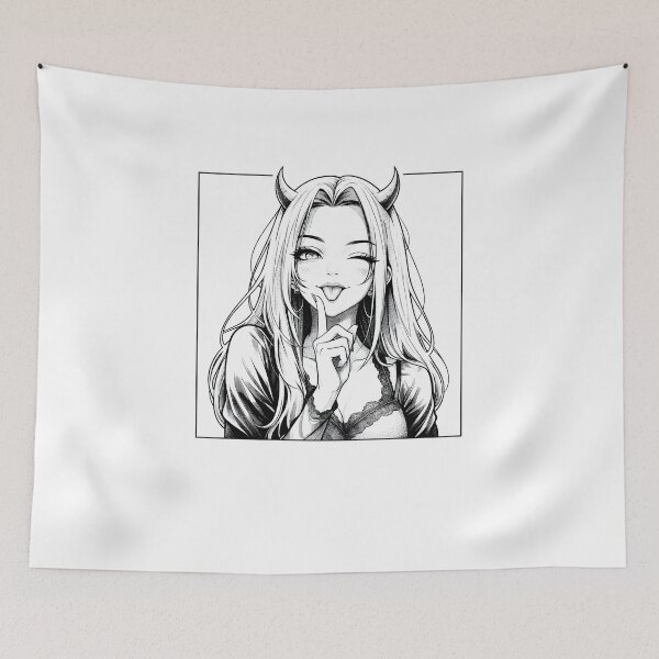 Item preview, Playful little demon gothic anime girl winking designed and sold by OH-MY-GOTH.