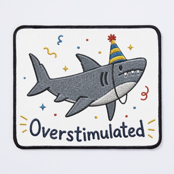 Item preview, iceOverstimulated Party Hat Shark, Funny Weirdcore Summer, Neurodivergent Shark, Ocean Vibes designed and sold by Quiajia.