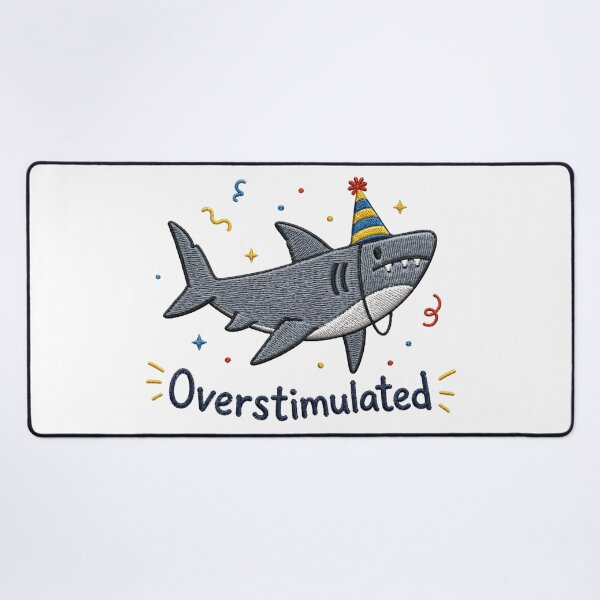 Item preview, iceOverstimulated Party Hat Shark, Funny Weirdcore Summer, Neurodivergent Shark, Ocean Vibes designed and sold by Quiajia.
