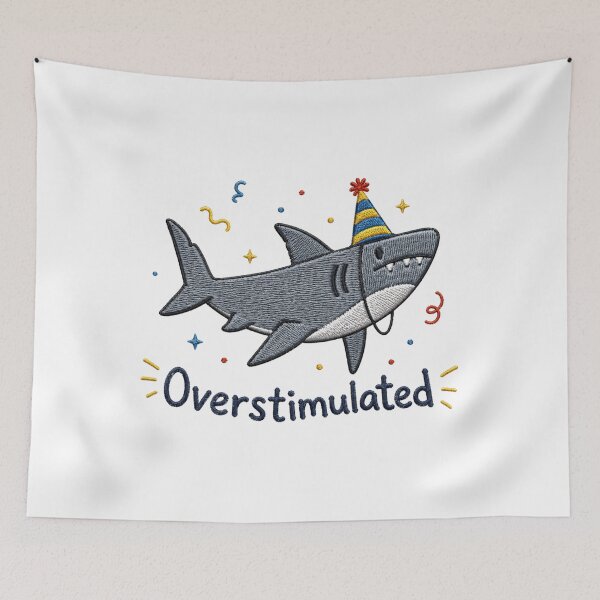 Item preview, iceOverstimulated Party Hat Shark, Funny Weirdcore Summer, Neurodivergent Shark, Ocean Vibes designed and sold by Quiajia.