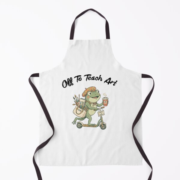 Item preview, Off to Teach Art Frog, Cute Artist Frog on Scooter, Teacher Artist Coffee Canvas, Cottagecore Illustration designed and sold by Trendvia .