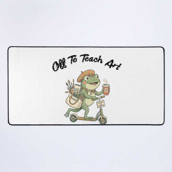 Item preview, Off to Teach Art Frog, Cute Artist Frog on Scooter, Teacher Artist Coffee Canvas, Cottagecore Illustration designed and sold by Trendvia .