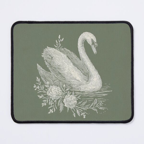 Item preview, Vintage Swan with Blooming Flowers Line Art designed and sold by GoodOldPrints4.