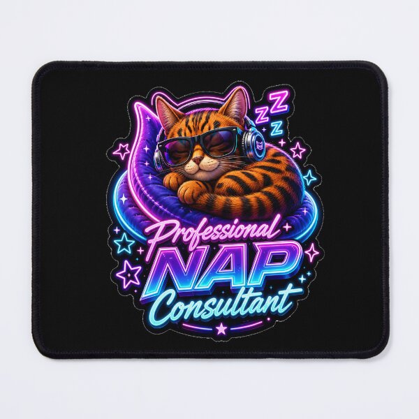 Item preview, Professional Nap Consultant Neon Cat designed and sold by RainnzStickerz.