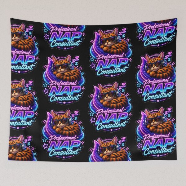 Item preview, Professional Nap Consultant Neon Cat designed and sold by RainnzStickerz.