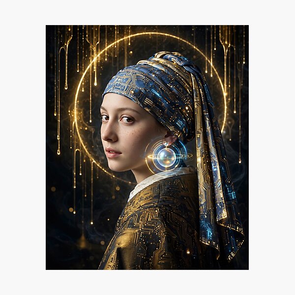 Item preview, Holographic Pearl Futuristic Portrait designed and sold by Surviving Monday Club.