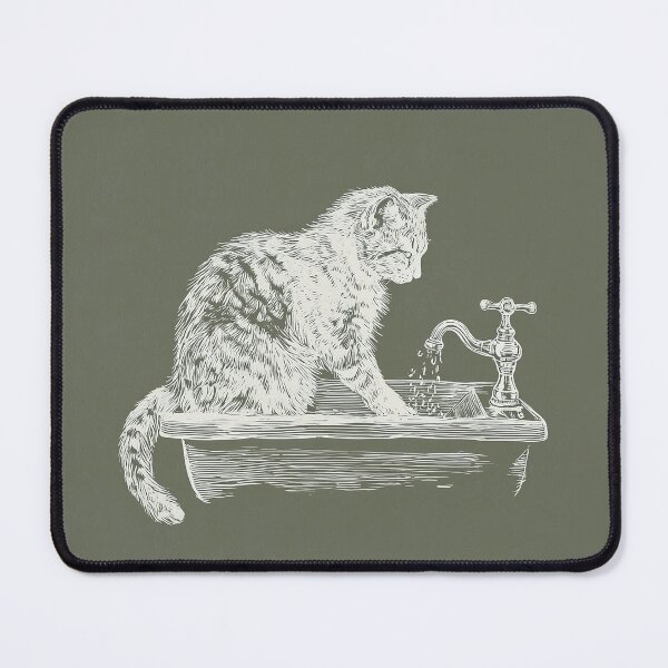 Item preview, Vintage Cat at Sink Playful Line Art designed and sold by GoodOldPrints4.