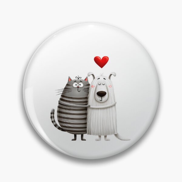 Item preview, cute cartoon cat and dog hugging designed and sold by TanyaLovus.