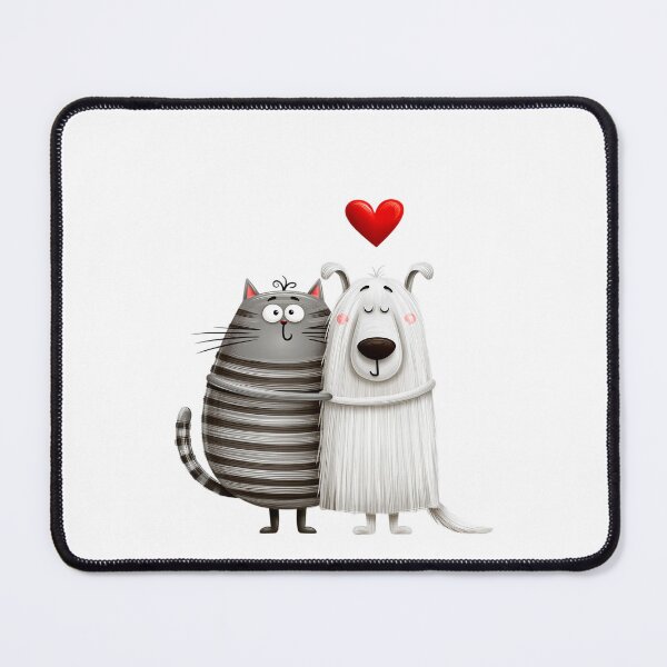 Item preview, cute cartoon cat and dog hugging designed and sold by TanyaLovus.