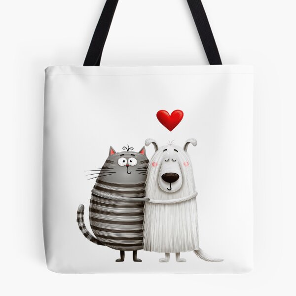 Item preview, cute cartoon cat and dog hugging designed and sold by TanyaLovus.