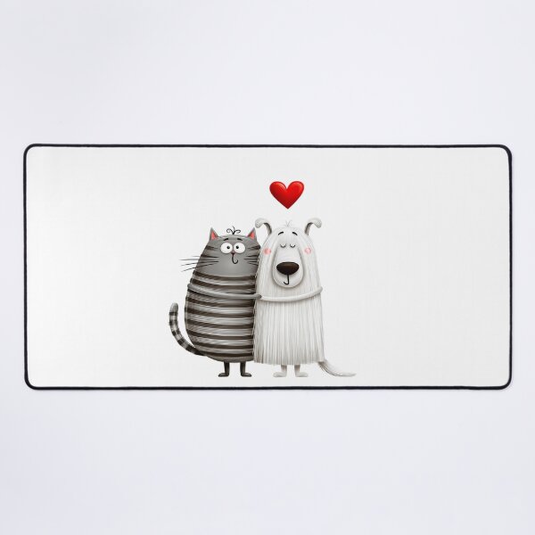 Item preview, cute cartoon cat and dog hugging designed and sold by TanyaLovus.