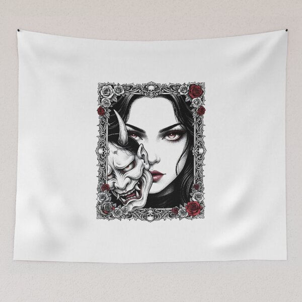 Item preview, Behind the Oni Mask Gothic Girl designed and sold by OH-MY-GOTH.