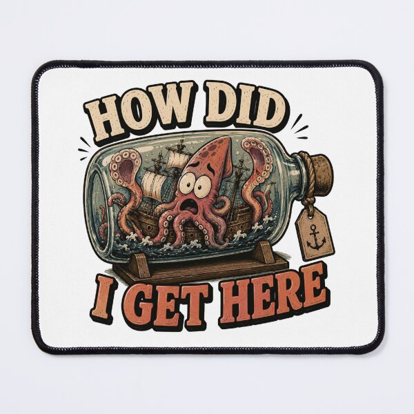 Item preview, How did I get here? Squid waking up in bottle after a night out designed and sold by BritishDelights.