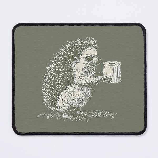 Item preview, Vintage Hedgehog with Tree Stump Line Art designed and sold by GoodOldPrints4.