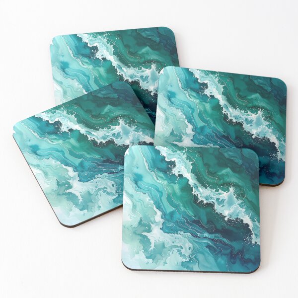 Item preview, Dynamic Emerald Sea Foam Ocean Waves designed and sold by BetweenForms.