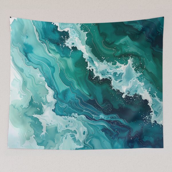 Item preview, Dynamic Emerald Sea Foam Ocean Waves designed and sold by BetweenForms.
