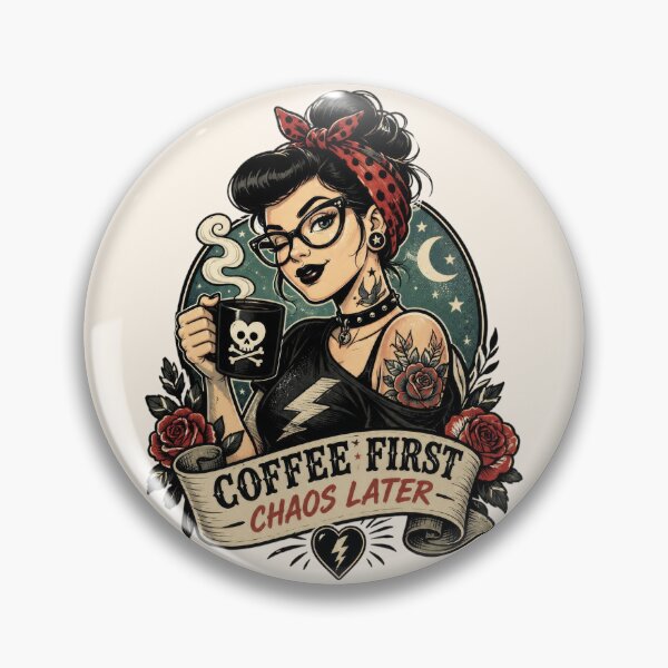 Item preview, Gothic Coffee Lover Girl - Coffee First, Chaos Later designed and sold by legendaryskins.