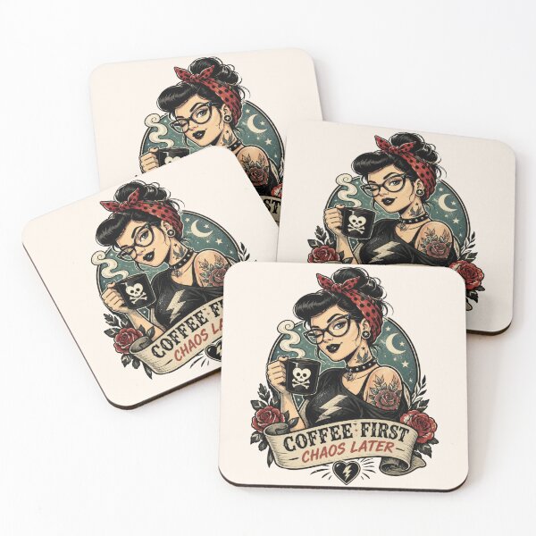 Item preview, Gothic Coffee Lover Girl - Coffee First, Chaos Later designed and sold by legendaryskins.