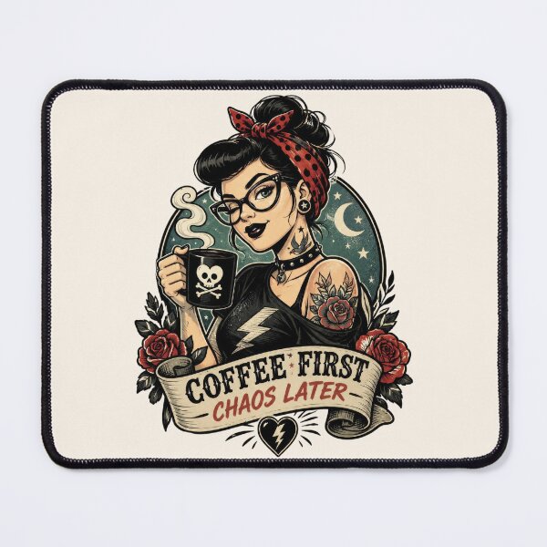 Item preview, Gothic Coffee Lover Girl - Coffee First, Chaos Later designed and sold by legendaryskins.