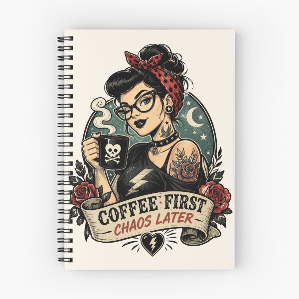 Item preview, Gothic Coffee Lover Girl - Coffee First, Chaos Later designed and sold by legendaryskins.