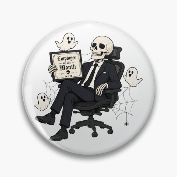 Item preview, Skeleton Employee of the Month Oct 31 Halloween Office Ghost Spooky Work Humor designed and sold by Cherie-verse.