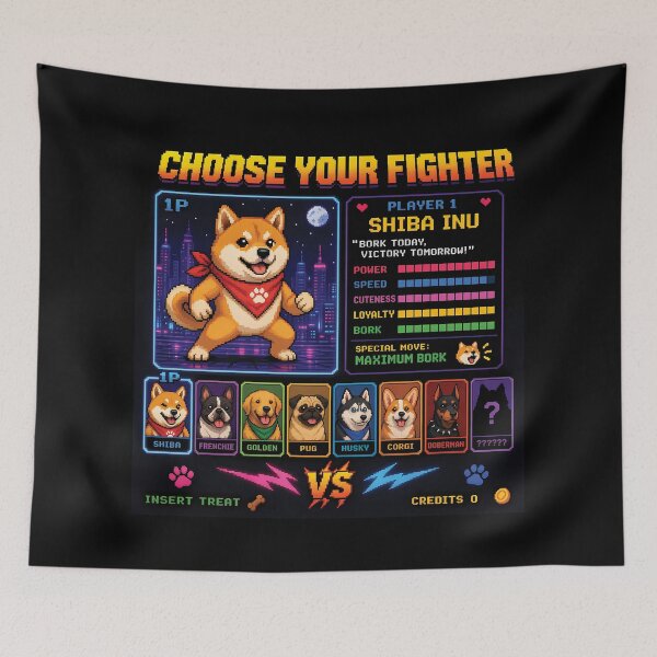 Item preview, Choose Your Fighter Shiba Inu Pixel Gamer Dog designed and sold by BobbyTee Merch.