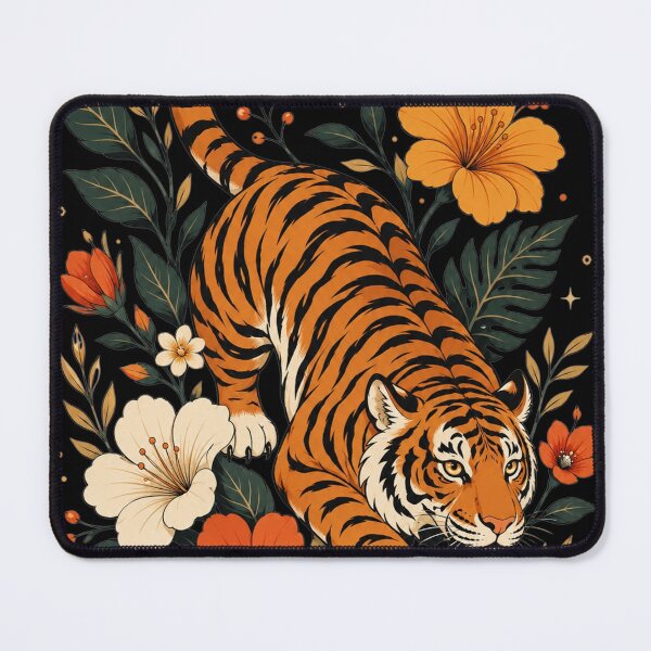 Item preview, Floral Tiger, 90s Vintage Botanical Tiger, Cottagecore Wildlife Gift, Dark Academia Nature Lover designed and sold by Quiajia.