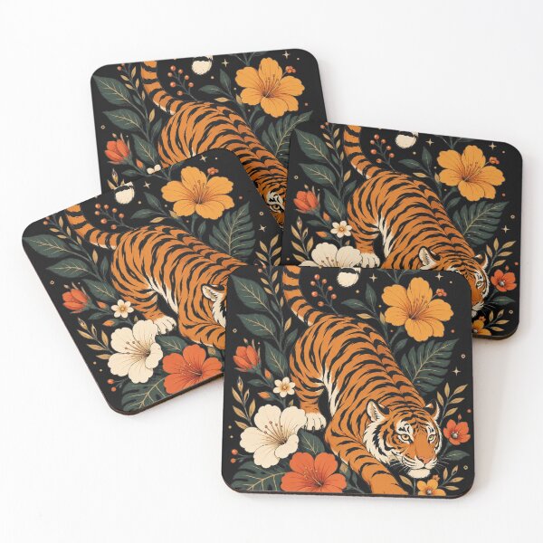 Item preview, Floral Tiger, 90s Vintage Botanical Tiger, Cottagecore Wildlife Gift, Dark Academia Nature Lover designed and sold by Quiajia.