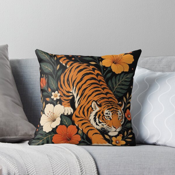 Item preview, Floral Tiger, 90s Vintage Botanical Tiger, Cottagecore Wildlife Gift, Dark Academia Nature Lover designed and sold by Quiajia.