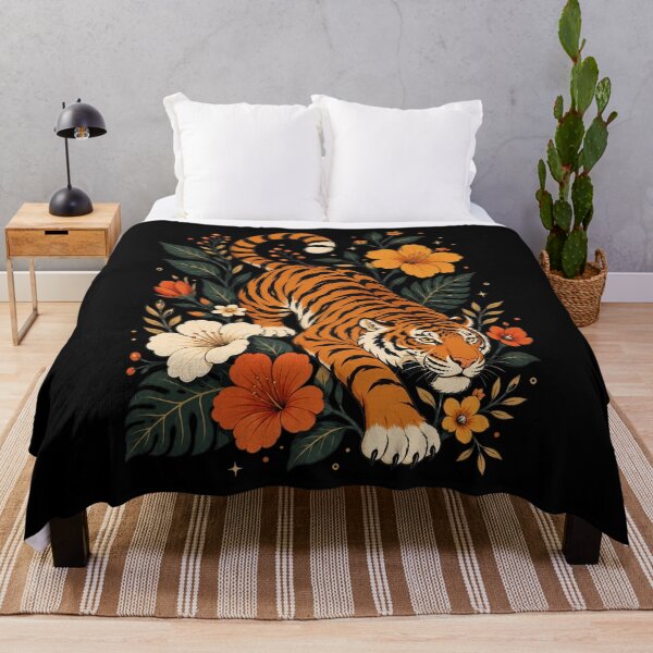 Item preview, Floral Tiger, 90s Vintage Botanical Tiger, Cottagecore Wildlife Gift, Dark Academia Nature Lover designed and sold by Quiajia.