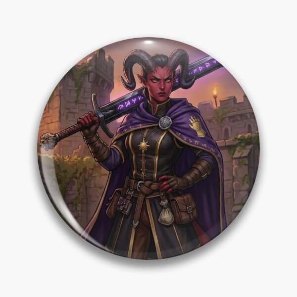 Item preview, Tiefling Paladin with dark greatsword fantasy art designed and sold by Prestons Corner.