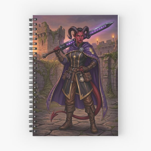 Item preview, Tiefling Paladin with dark greatsword fantasy art designed and sold by Prestons Corner.